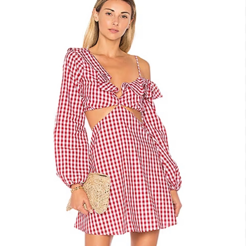 Lovers and friends gingham dress xs